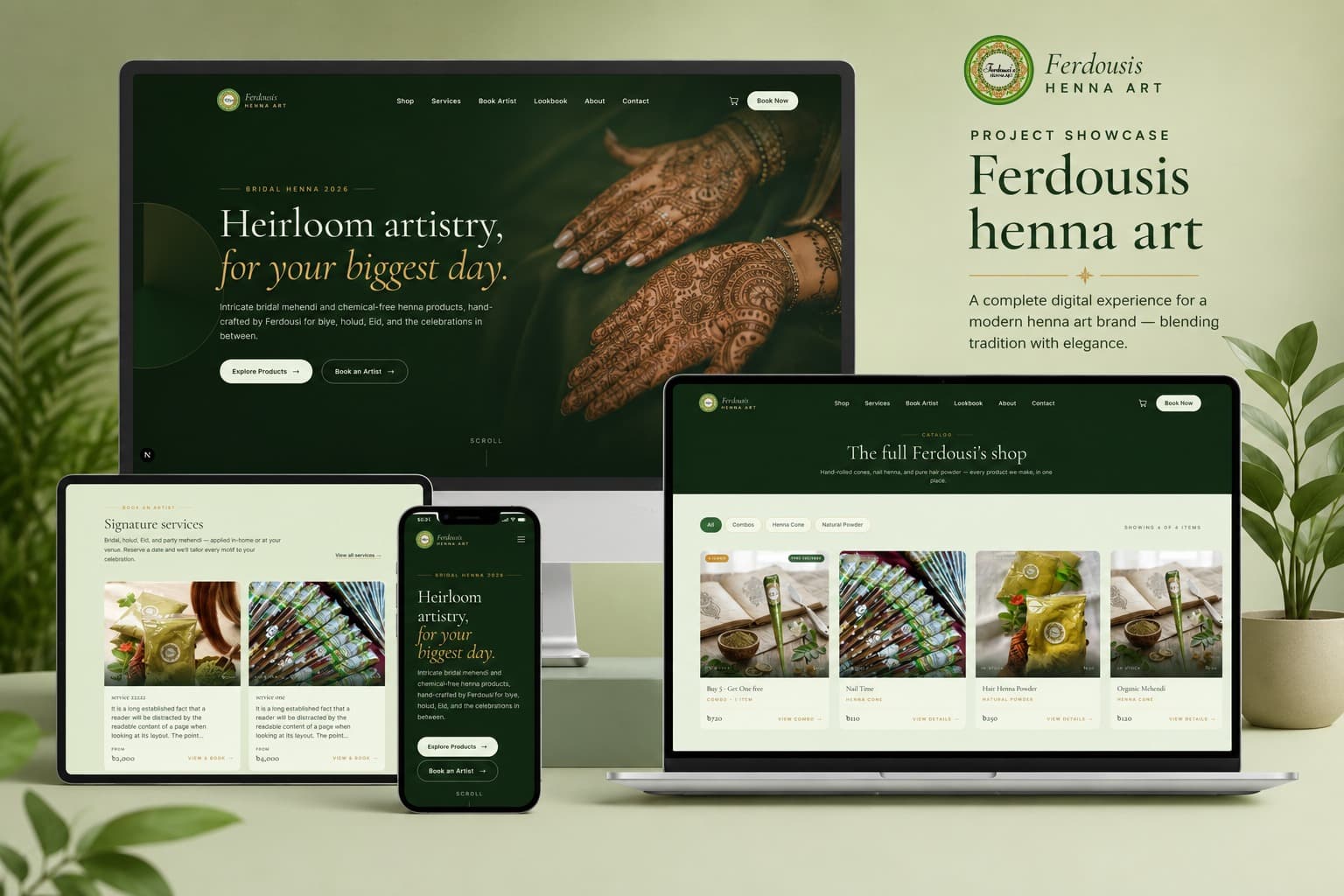 Ferdousi's Henna Art — Bridal Henna Booking & E-commerce Platform
